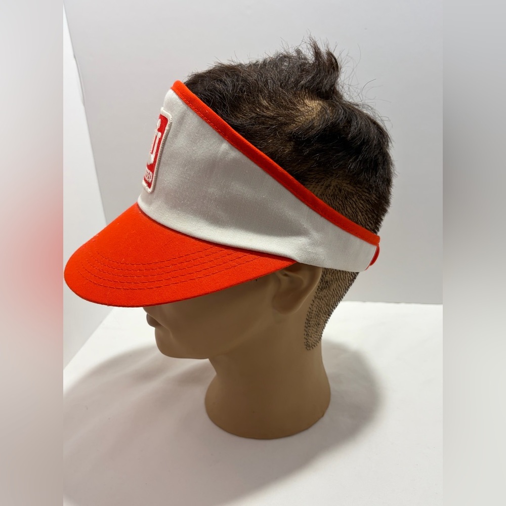 Vintage UNIFEED Sun Visor Hat Orange & White - Picture 3 of 8
